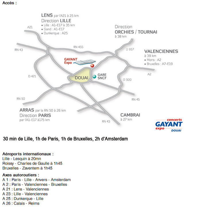 Plan d'accès par la route au congrès des maires du Nord